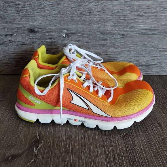 Altra One 2.5 Road Running Shoe Foot Shape Zero Drop Orange Yellow Pink Size 6 - Picture 2 of 9